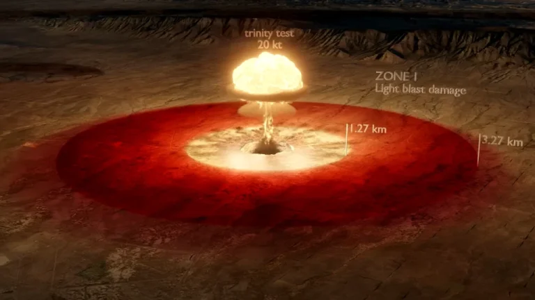 فاصله یک تا سه کیلومتری انفجار بمب هستهای