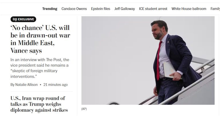 Vance: 'No Chance' of Prolonged US War in Mideast