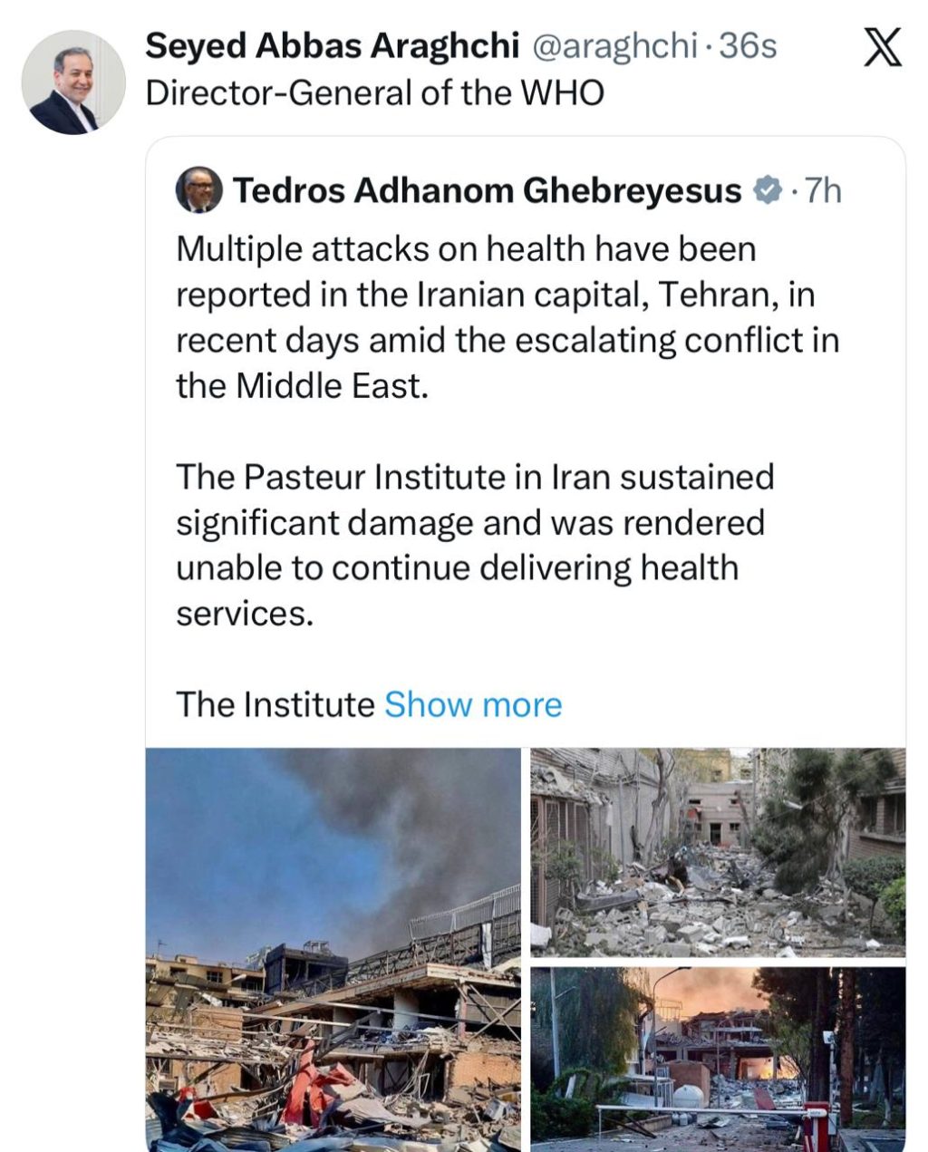 Iran Official Amplifies Global Health Chief's Message: A Clarion Call for Action