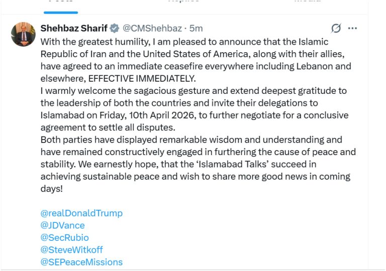 Pakistan's Premier Calls for Ceasefire